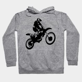 Motor X  Dirt Bike Monotone Vector Art - Black Hoodie